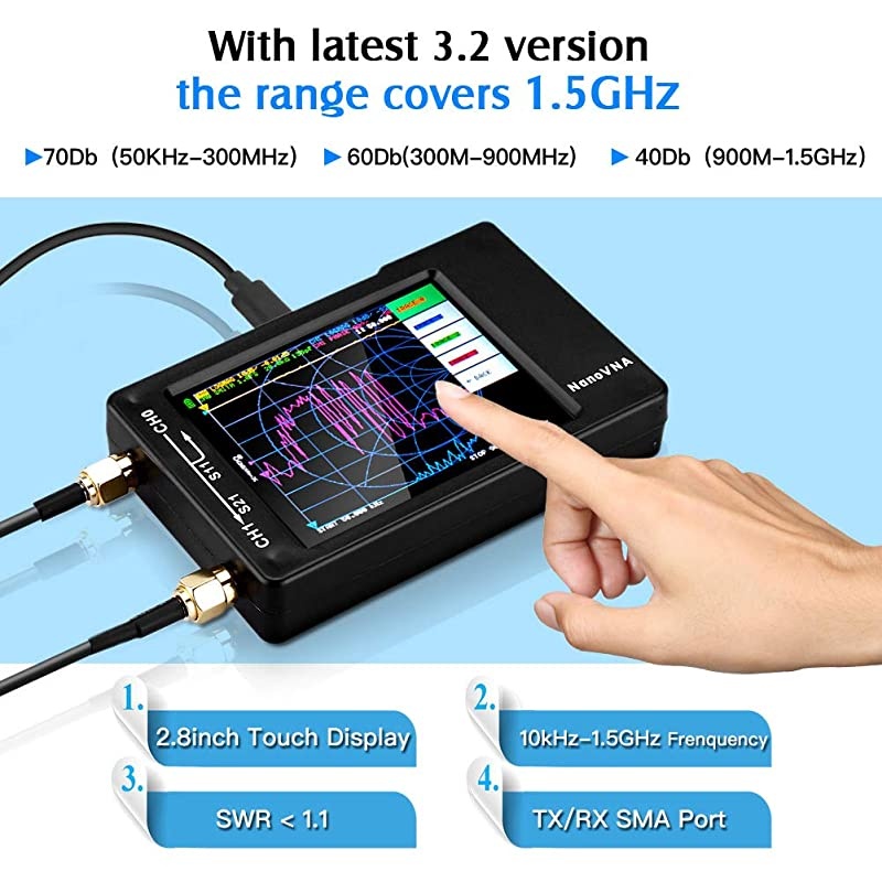 VNA Vector Network Analyzer 10KHz 15GHz HF VHF UHF Antenna Analyzer Measuring S ParametersVoltage Standing Wave Ratio Phase Delay Smith Chart with Shell Case