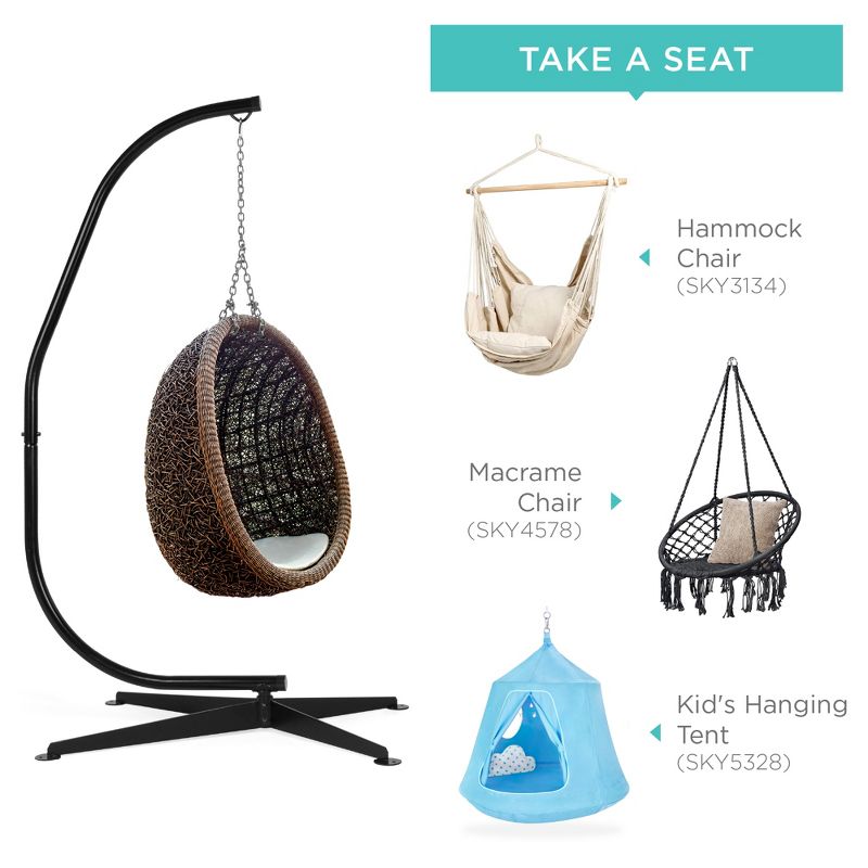 Best Choice Products Metal Hanging Hammock C-Stand for Chair, Porch Swing w/ Weather-Resistant Finish, Offset Base