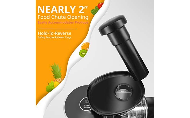Ivation Slow Masticating Juicer Machine, 70 RPM Horizontal Juice Extractor Cold Press Juicer, Easy to Clean with Quiet Motor and Reverse