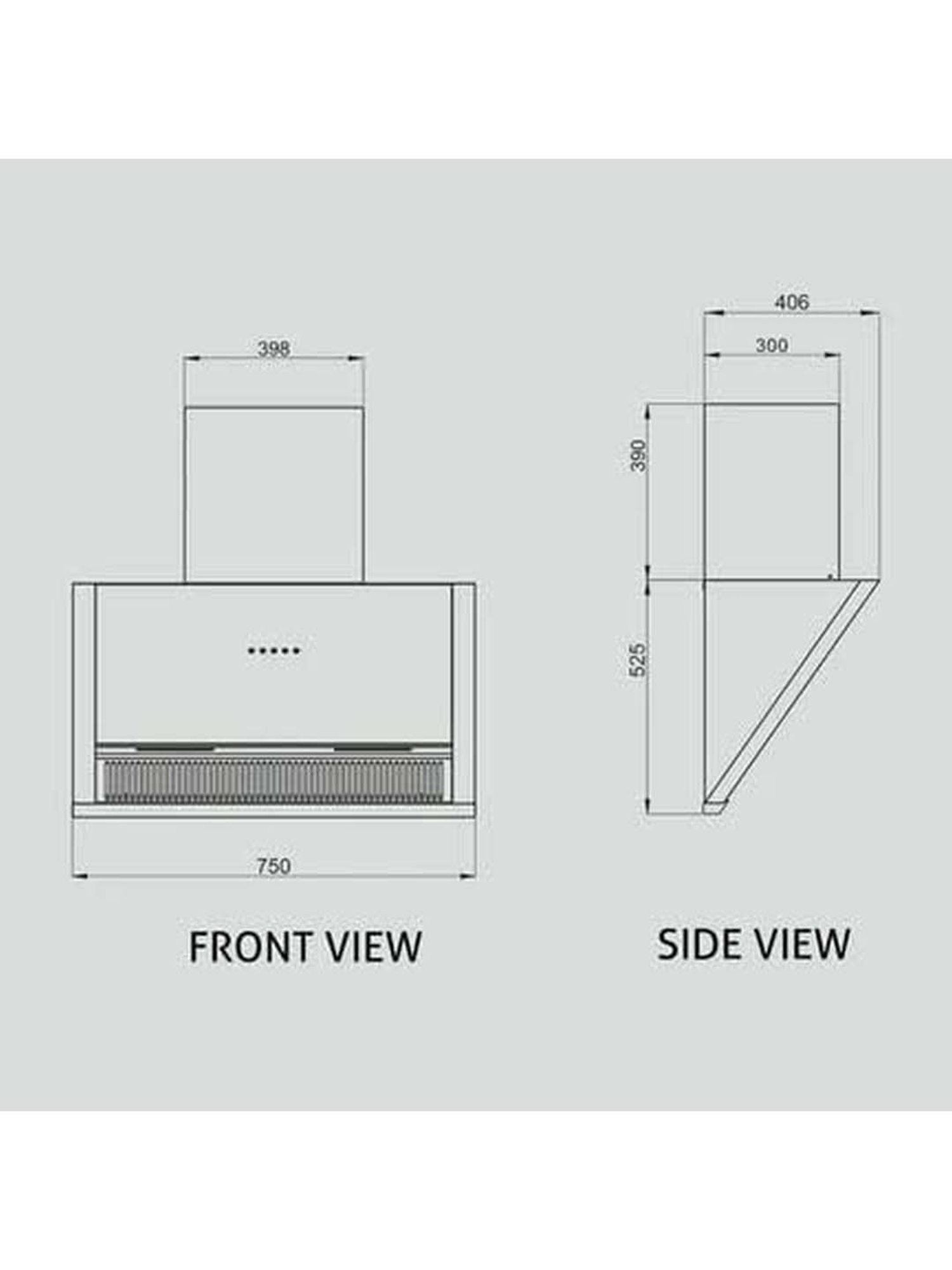 Glen CH6072SXAC75 1200CMH 75cm Wall Mounted Chimney (Black)