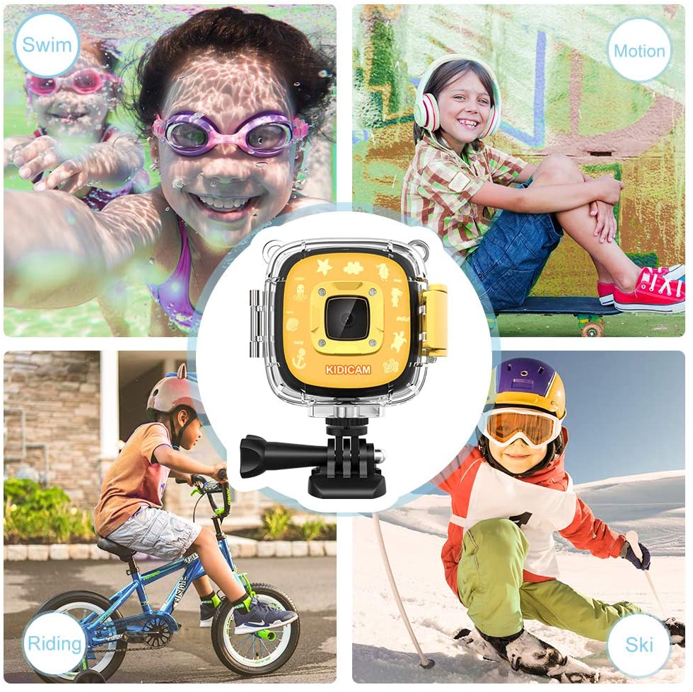 Dragon Touch Kidicam 2.0 Kids Action Camera, Waterproof Digital Camera for Boys Girls 1080P Sports Camera Camcorder with 16GB Memory Card (Blue)