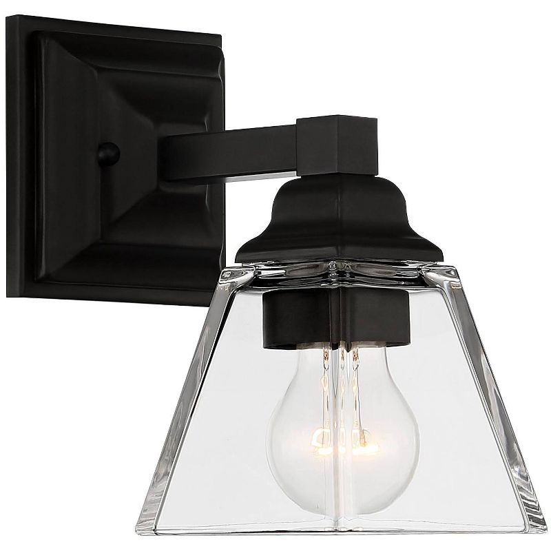 Regency Hill Modern Wall Light Sconce Bronze Steel Hardwired 9" High Fixture Clear Glass for Bedroom Bathroom Hallway