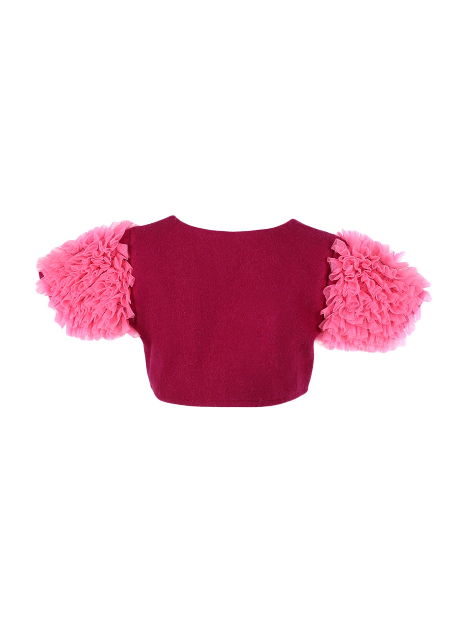 A Little Fable Kids Pink Self Pattern Shrug