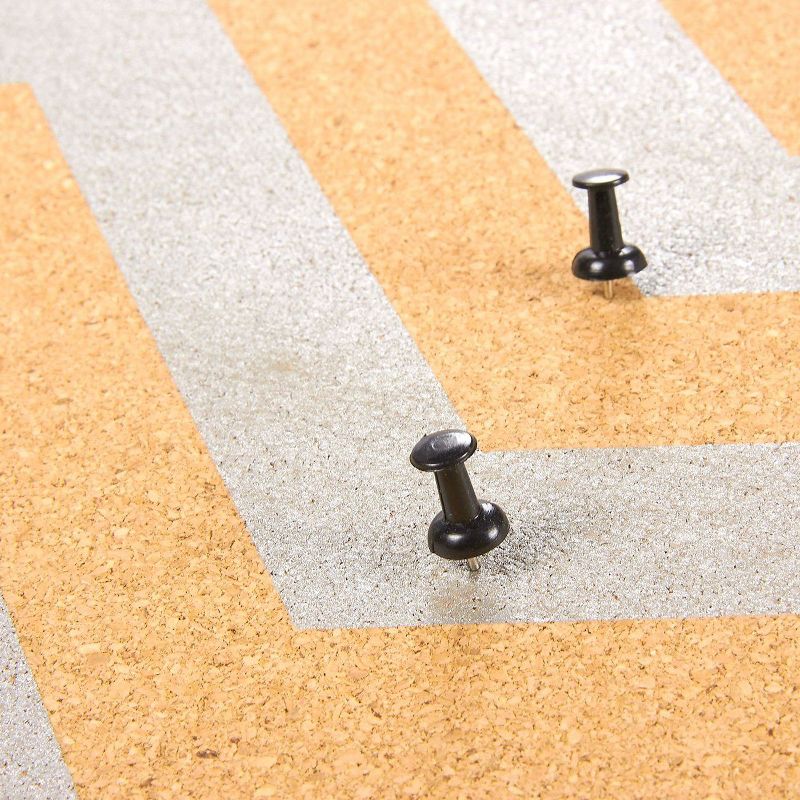 Juvale Cork Bulletin Board with Push Pins, Silver Chevron Wall Decor 15.7 x 15.7 in