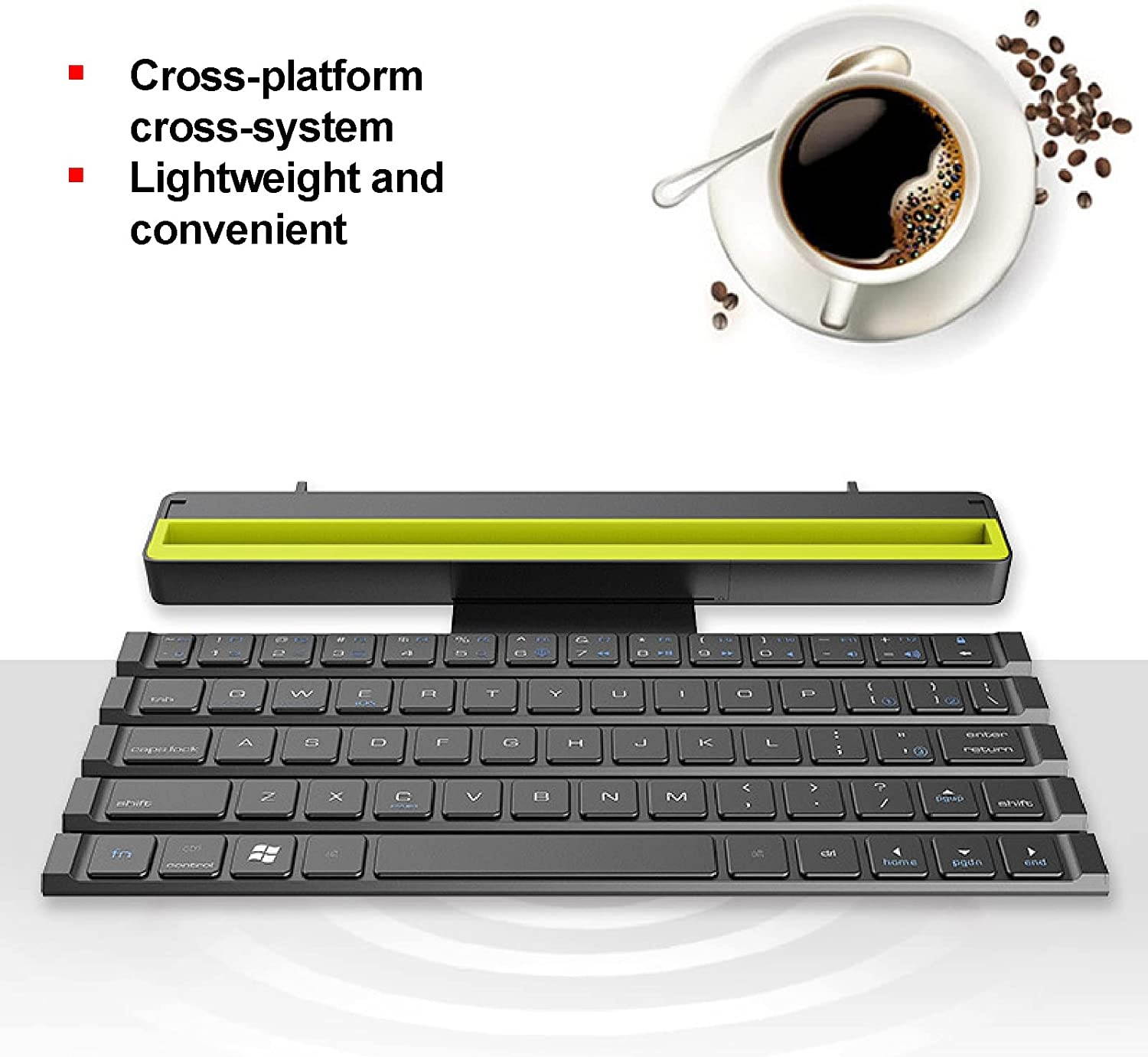 Folding Keyboard,Portable Mini Wireless Bluetooth Keyboard with Storage Bag,Smart Magnetic Induction, Suitable for Tablet,Laptop,Smart Phone