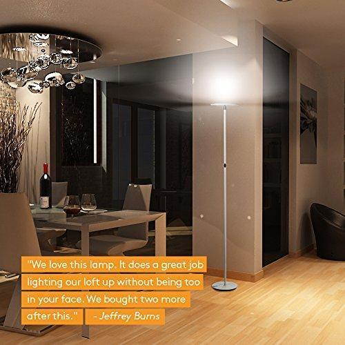 Brightech SKY LED Torchiere Floor Lamp - Energy Saving, Dimmable Adjustable Lamp, Reading Lamp- Modern Tall Standing Pole Uplight Lamp Light for Living Room, Dorm, Bedroom, and Office (Alpine White)