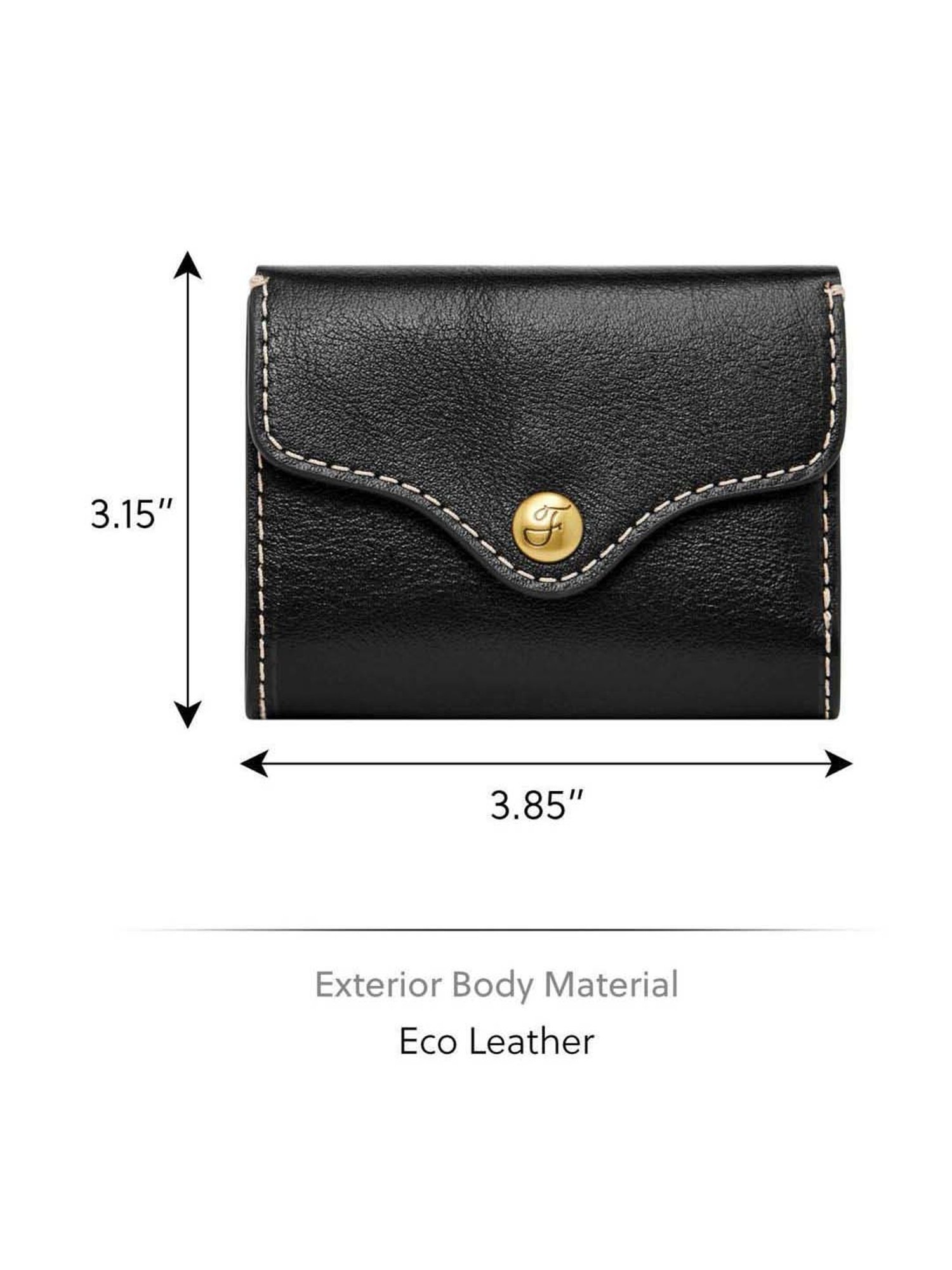 Fossil Heritage Black Solid Tri-Fold Wallet for Women