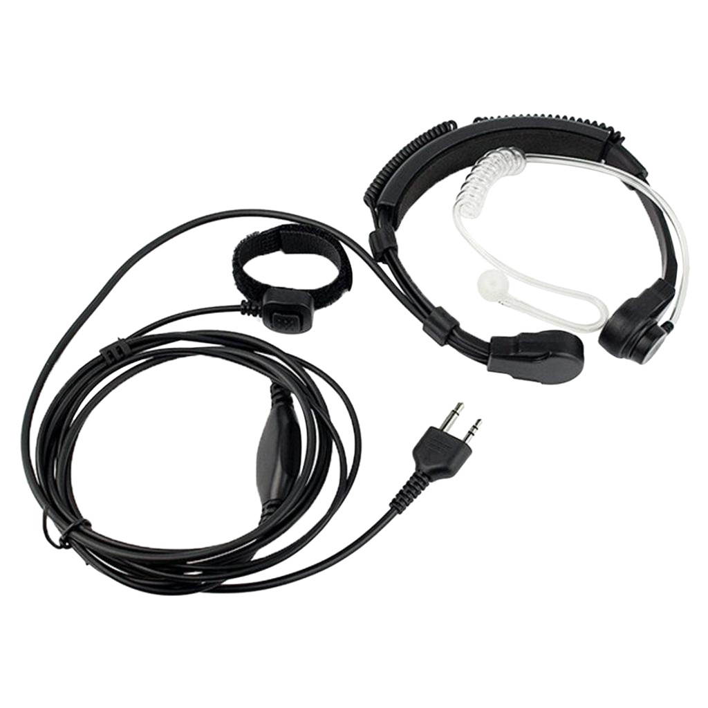 Throat Mic Covert Acoustic Tube Earpiece Headset with Finger PTT 2 Pin