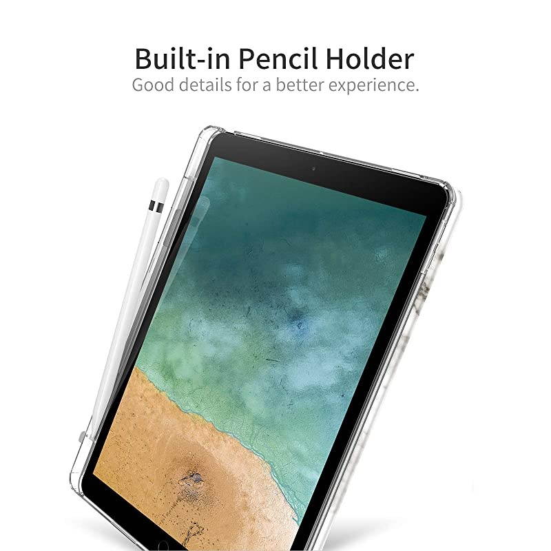 Case Compatible with iPad Air 3rd Generation 2019 iPad Pro 105 2017 Translucent Frosted Back Smart Cover Case with Pencil Holder WhiteMarble