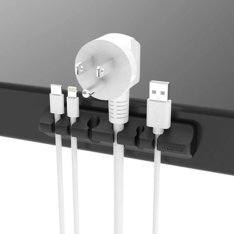 Cable Clips 6PCS Wall Wire Holder Desk Desktop Cord Management Charging USB Cable Organizer Black DM03