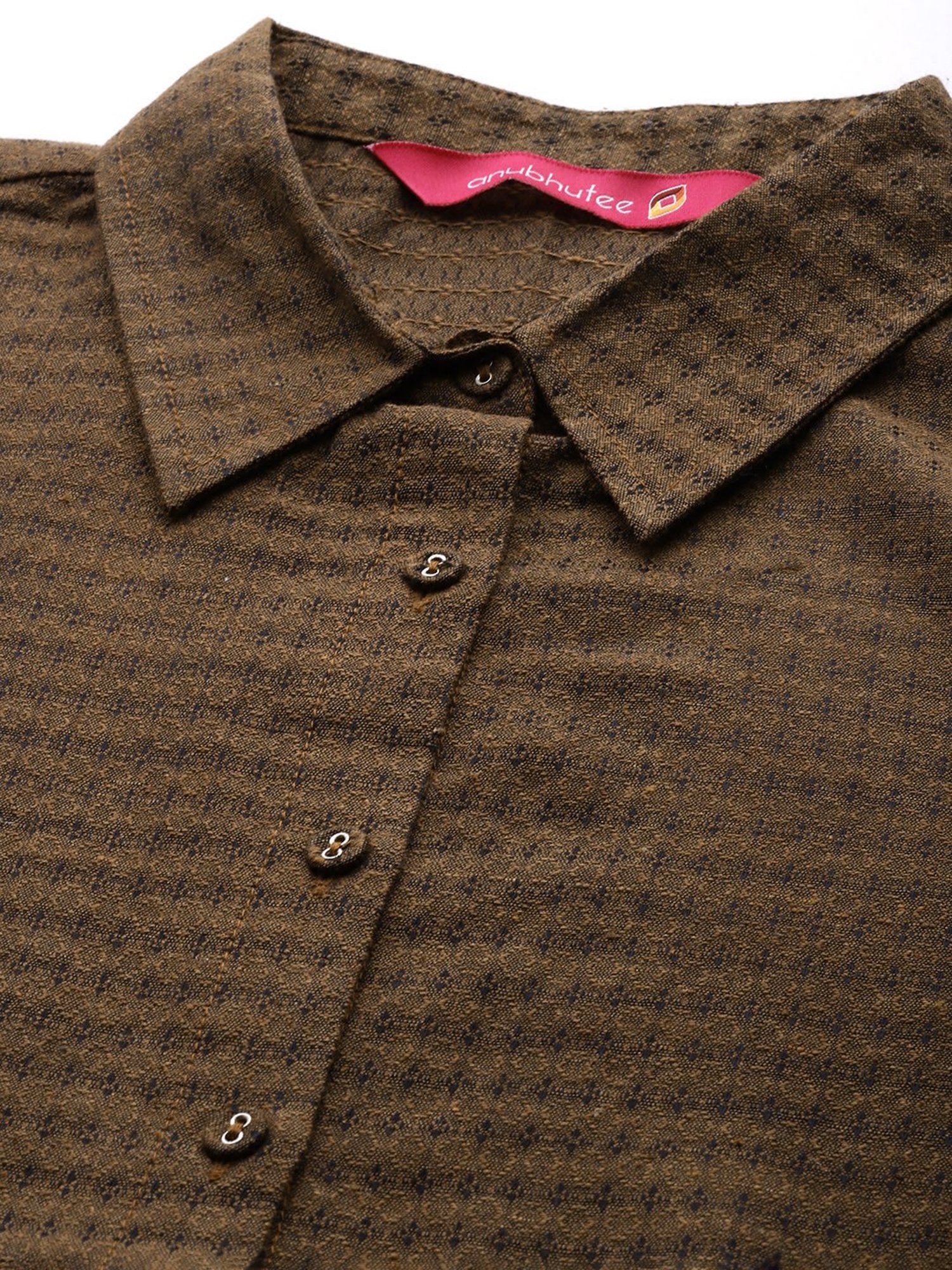 Anubhutee Brown Cotton Printed Kurta Pant Set