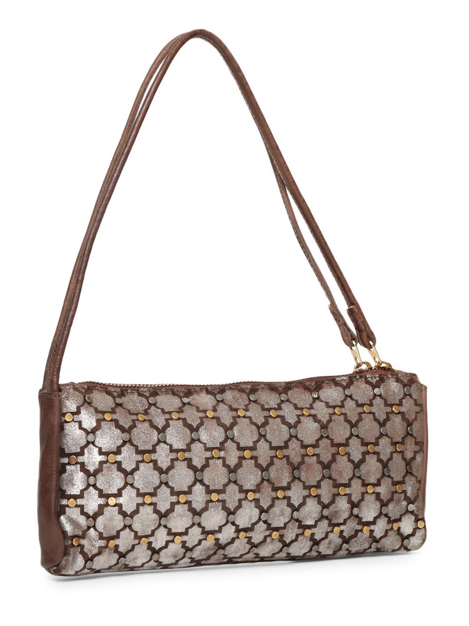 Art N Vintage Luminosa Brown Leather Embellished Small Handbag