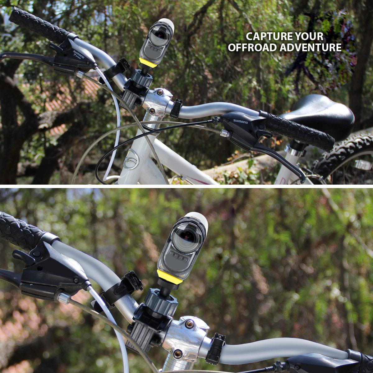 Adjustable Action Stabilizing Handlebar Mount w/ J Hook and Tripod Adapter by USA Gear - Works With Sony 4K FDR-X1000V , HDR-AS10 , HDR-AS100V & More