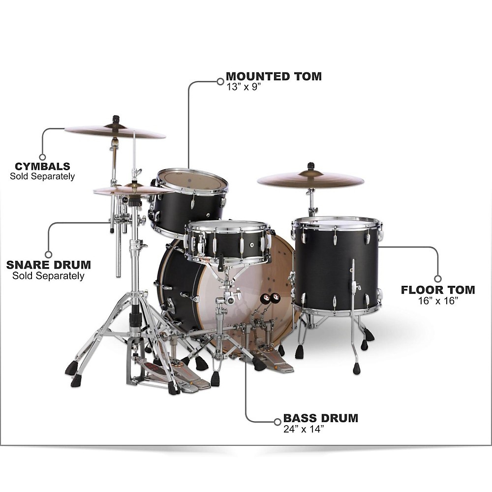 Pearl Masters Maple 3-Piece Shell Pack Matte Black Mist