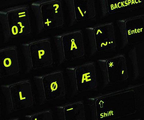 GLOWING FLUORESCENT NORWEGIAN NEW KEYBOARD LABELS