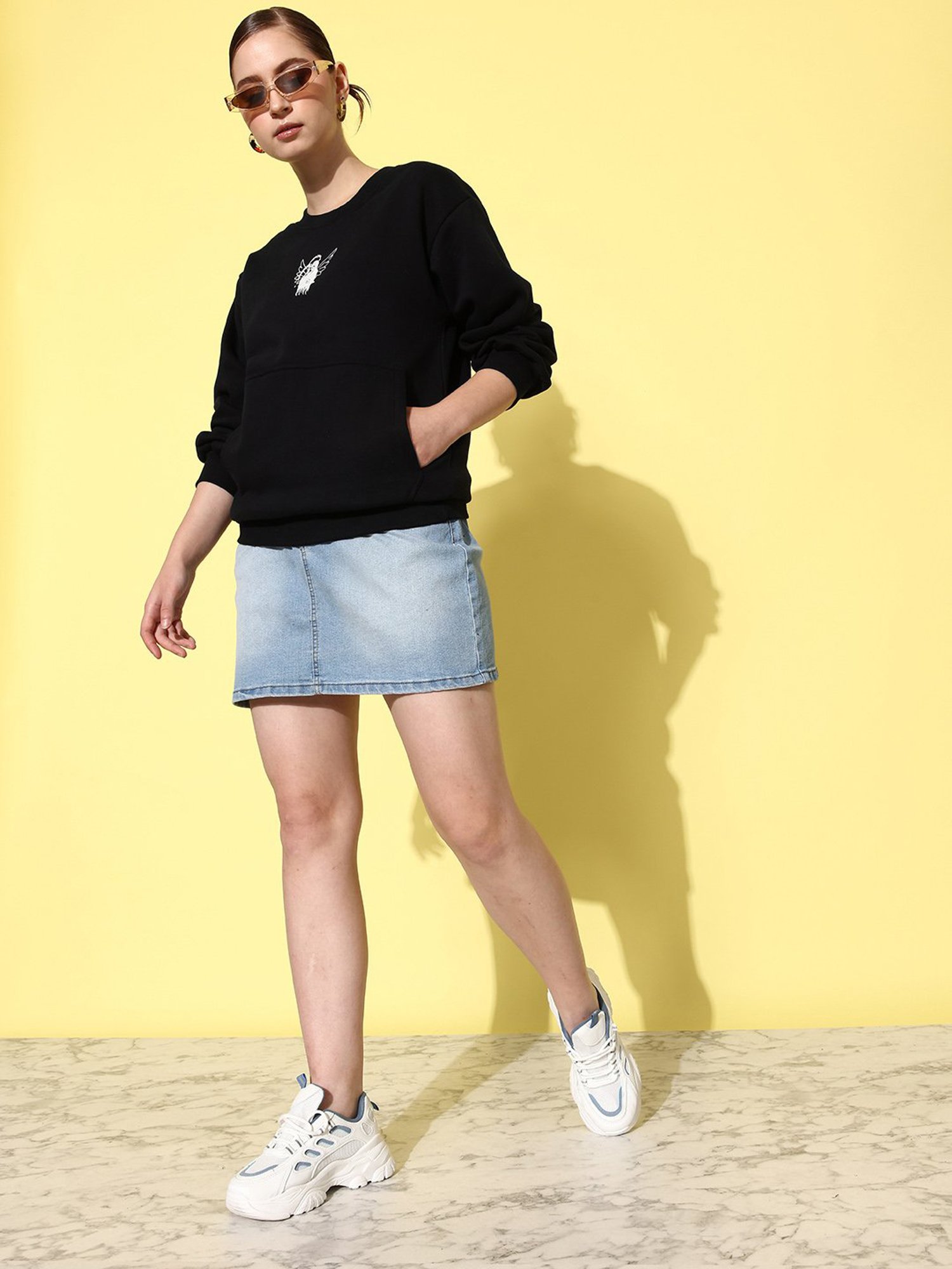 Difference of Opinion Black Fleece Printed Oversized Sweatshirt