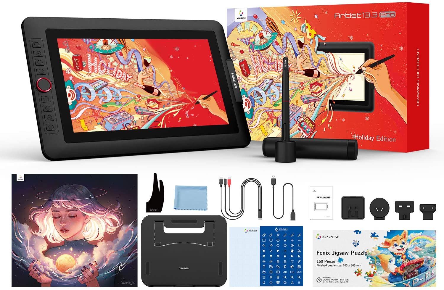 XP-PEN Artist13.3 Pro 13.3 Inch IPS Drawing Monitor Pen Display Full-Laminated Graphics Drawing Monitor with Tilt Function and 8 Shortcut Keys (8192 Levels Pen Pressure, 123% sRGB)