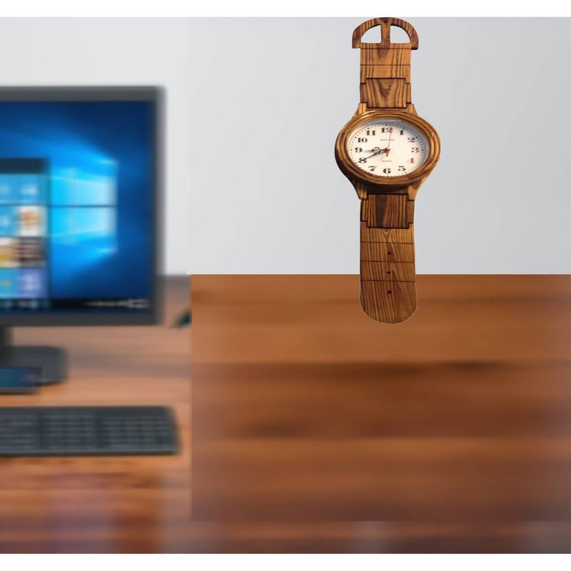 Wrist Watch Shaped Wall Clock Oak Finish - Creative Motion Industries