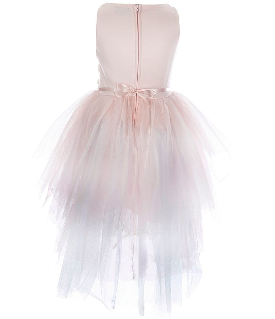 Zunie Big Girls 7-16 Iridescent Sequin/Tiered Mesh Hi-Low Dress