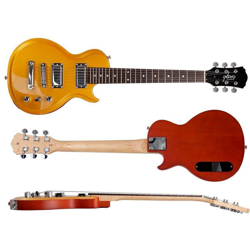 Monoprice Indio Mini 66 Electric Guitar - Goldtop, With Gig Bag