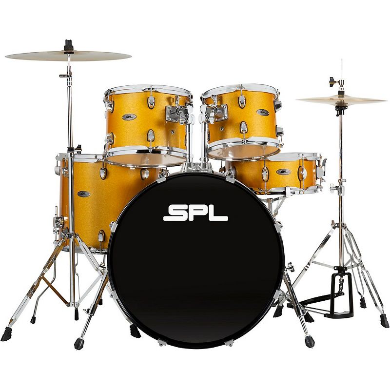 Sound Percussion Labs UNITY II 5-Piece Complete Drum Set With Hardware, Cymbals and Throne Gold Medal Speckle
