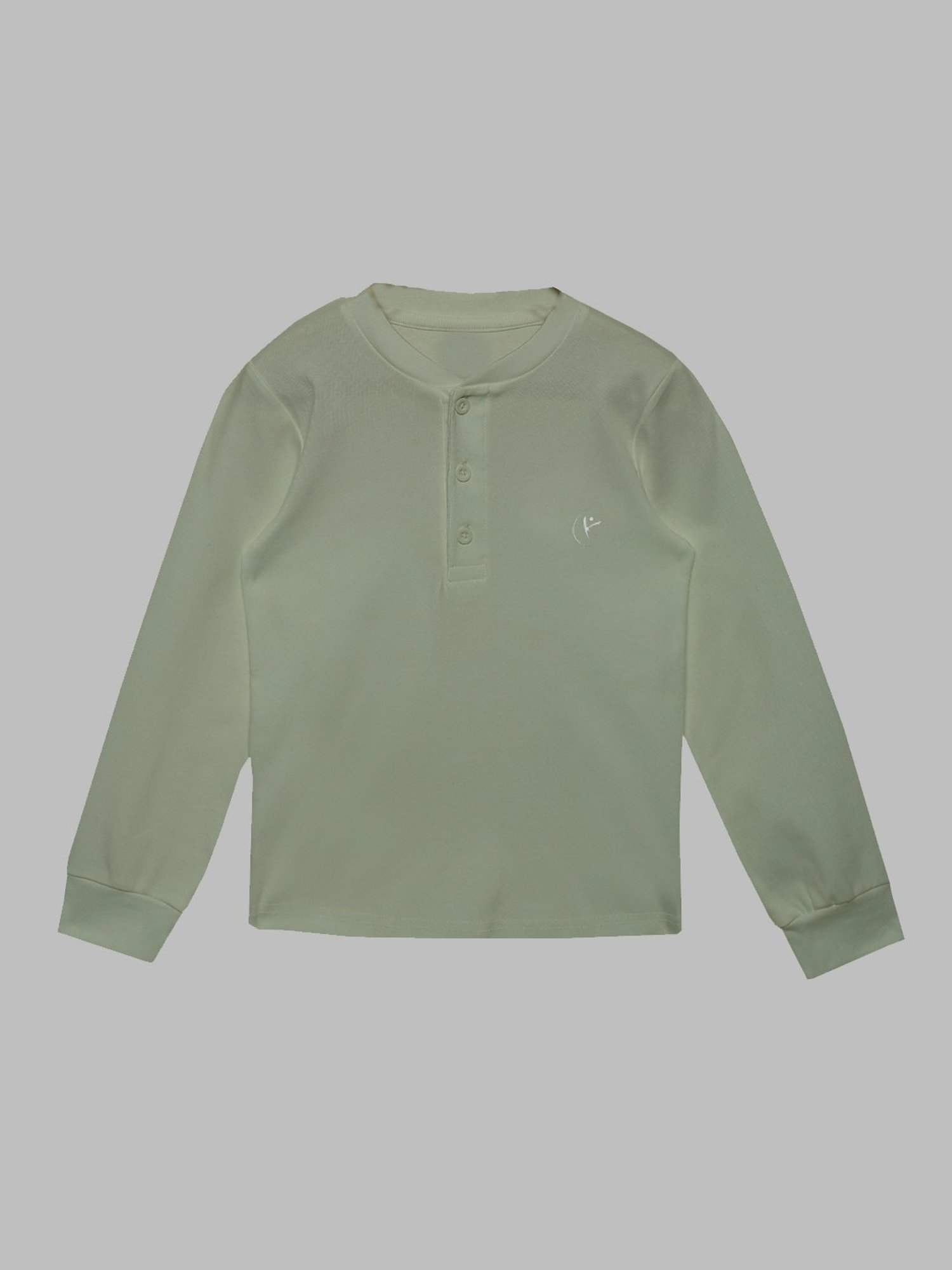 Kiddopanti Kids Sage Green Solid Full Sleeves T-Shirt