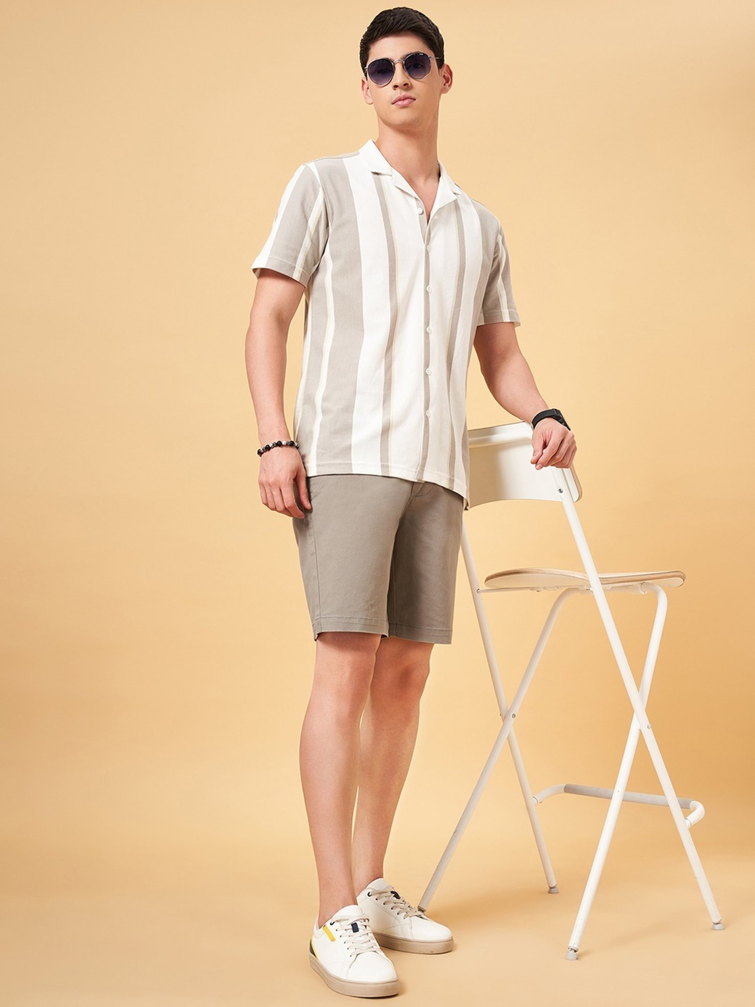 Byford By Pantaloons Steel Grey Slim Fit Shorts