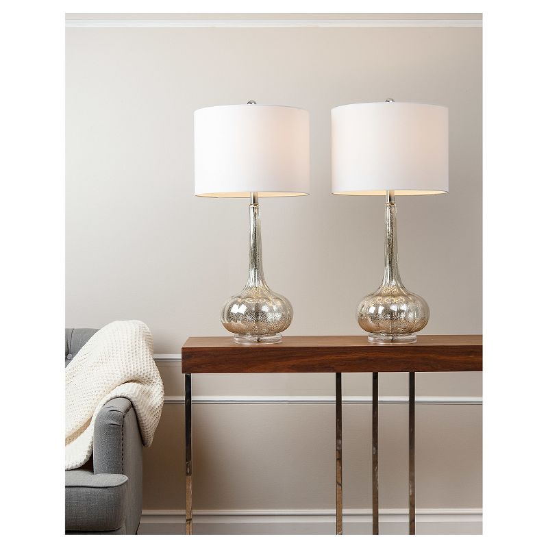 Set of 2 Michelle Antique Glass Table Lamp Silver - Abbyson Living