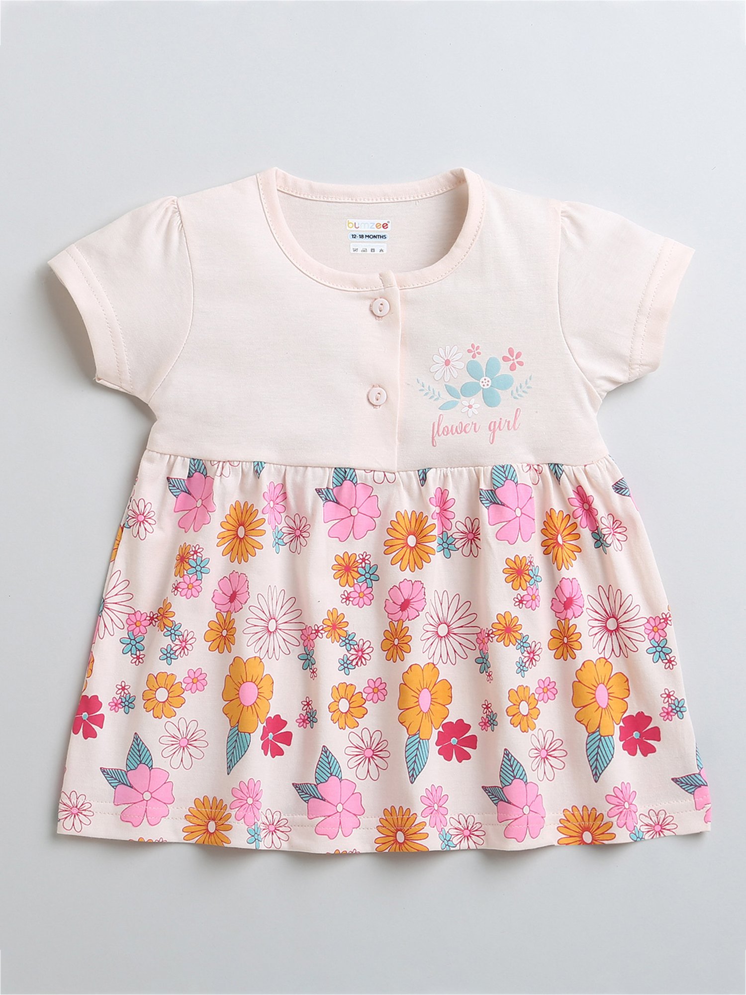 Bumzee Kids Light Pink Floral Print Frock