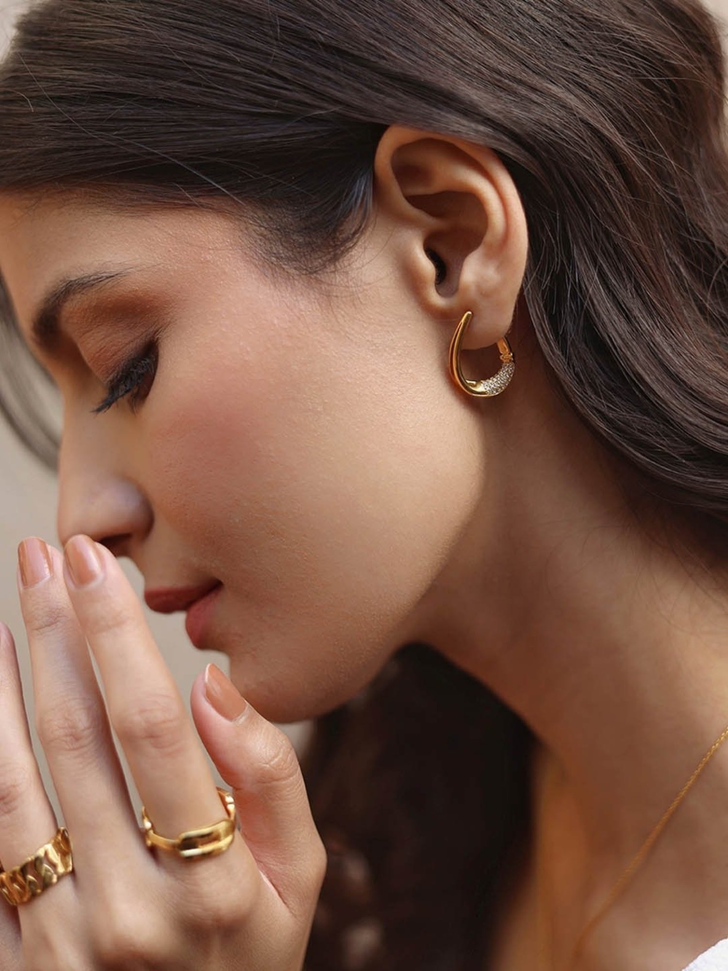 Perfectly Average U-shaped Studded Hoops for Women & Girls