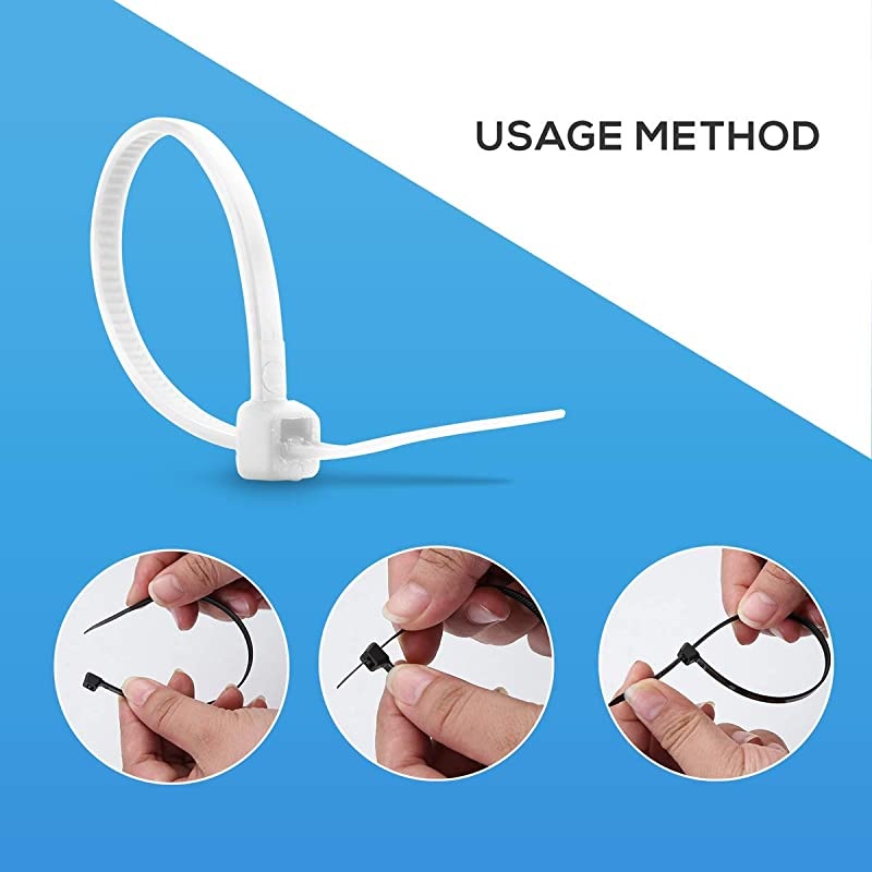 Zip Ties  10 Inches Nylon 66 Heavy Duty 50LB Tensile Industrial Strength UV Resistant Adjustable Durable Self Locking Cable Tie for Home Office Garden Garage Workshop White 100 Packs