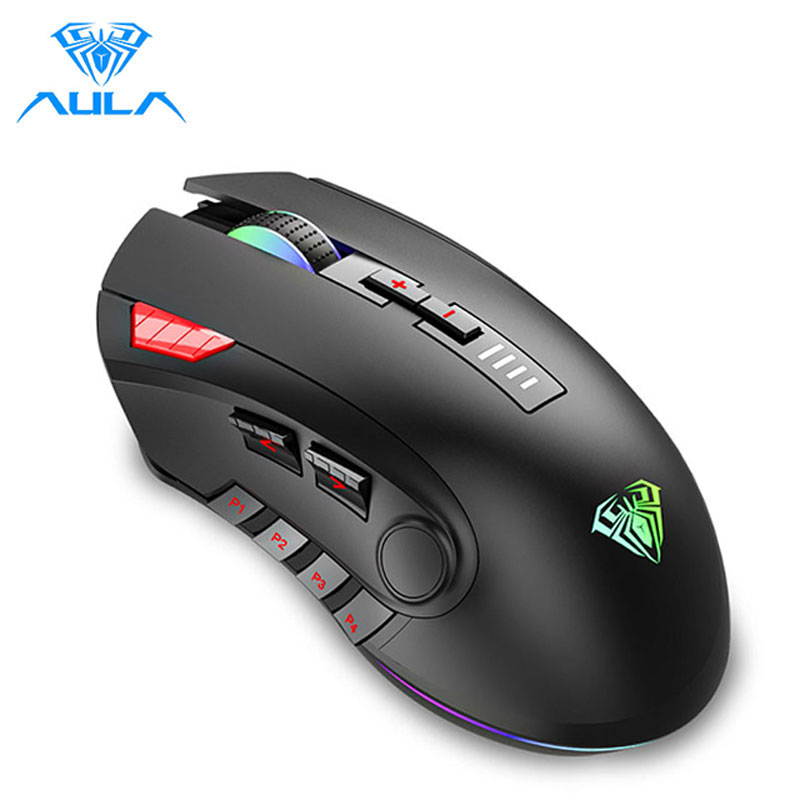 AULA H512 Wired Gaming Mouse with Programmable Side Buttons, Ergonomic Optical 7 RGB Lights Backlit, 6 Mode DPI & Weights Adjustable, Professional Gamers Computer Mice for PC/MAC