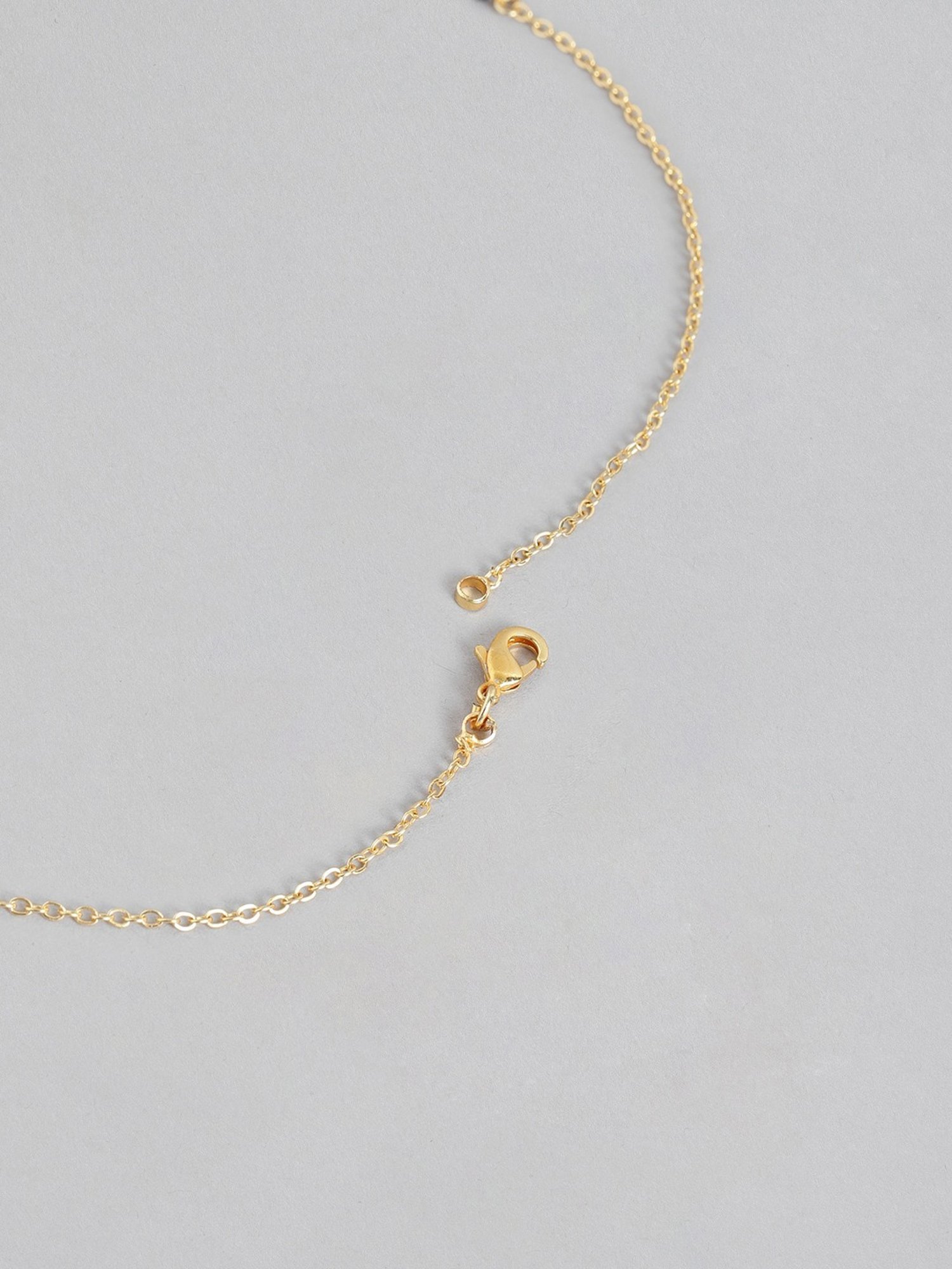 Abdesigns Gold-Plated American Diamond & Black Beaded Mangalsutra