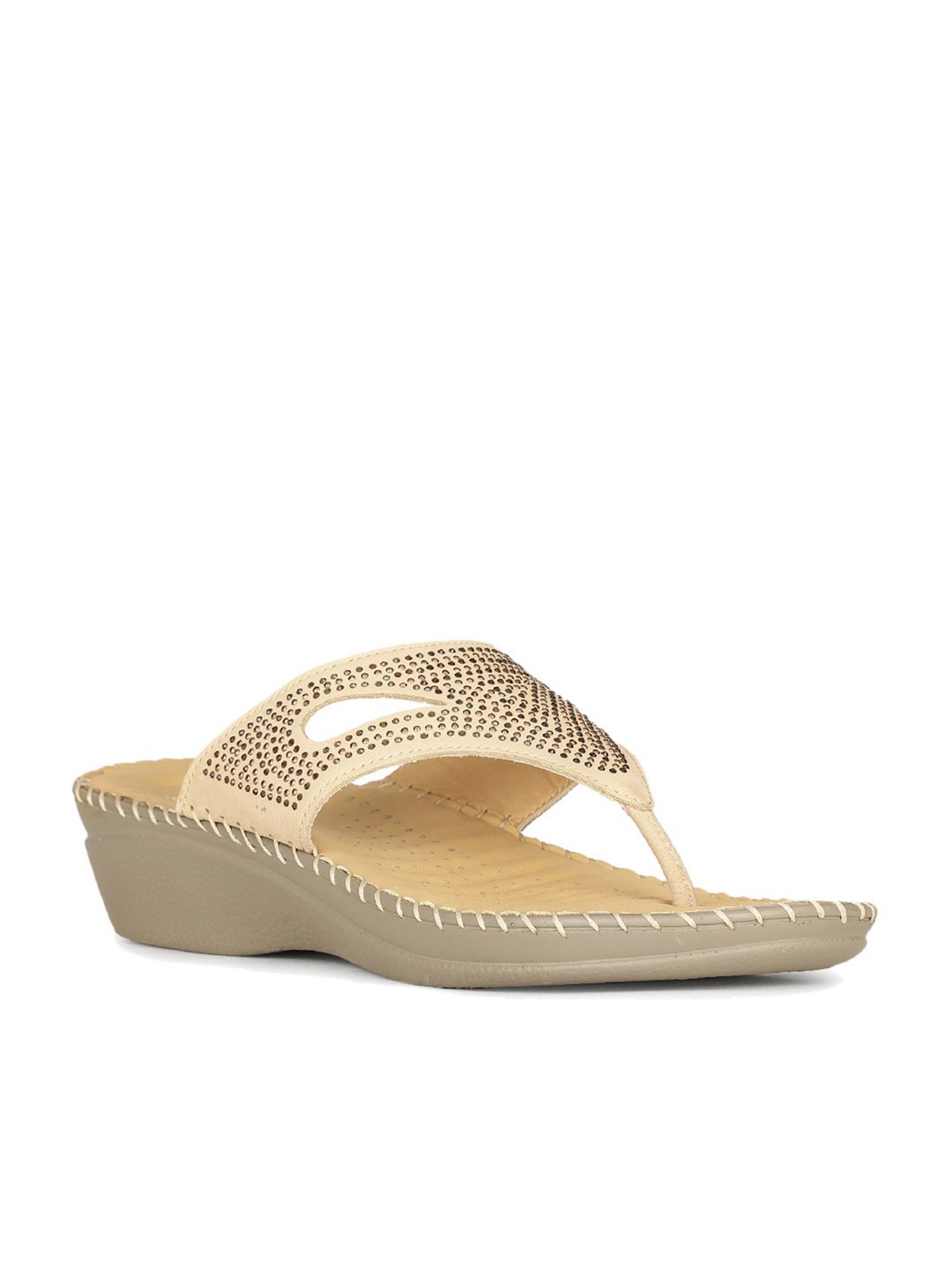 Scholl by Bata Women's Beige Thong Wedges