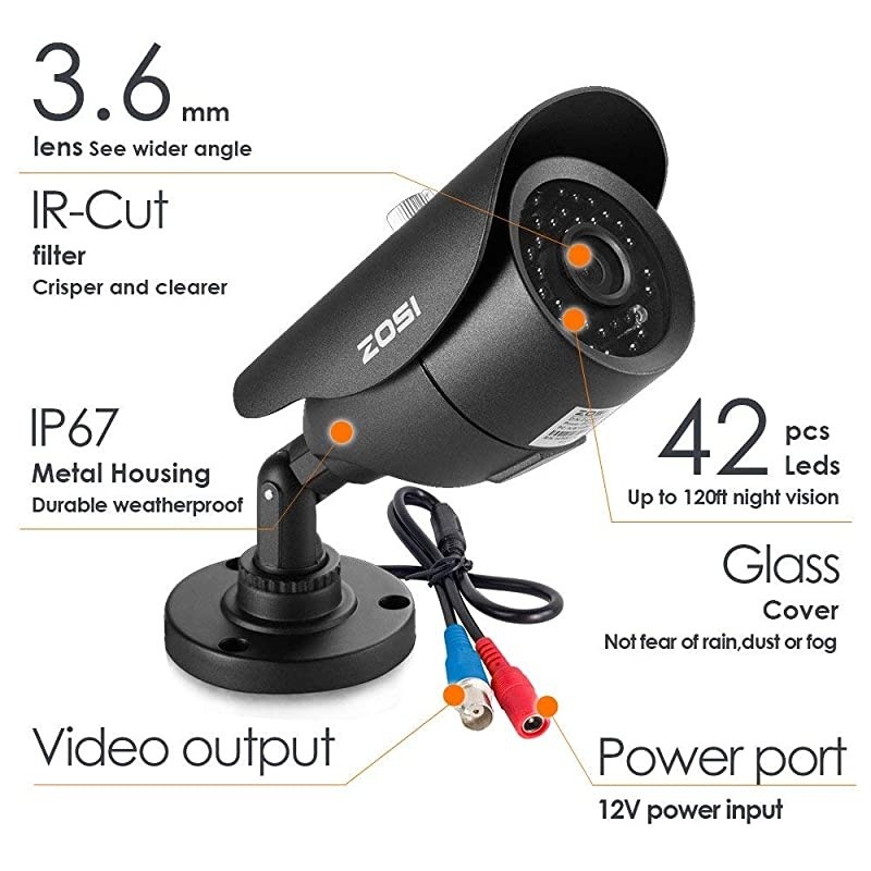 8CH Outdoor Security Camera System with Hard Drive 1TB, H.265+ 8Channel 1080P HD-TVI DVR and (8)&times;1080P HD Weatherproof Surveillance Camera System,120ft Night Vision