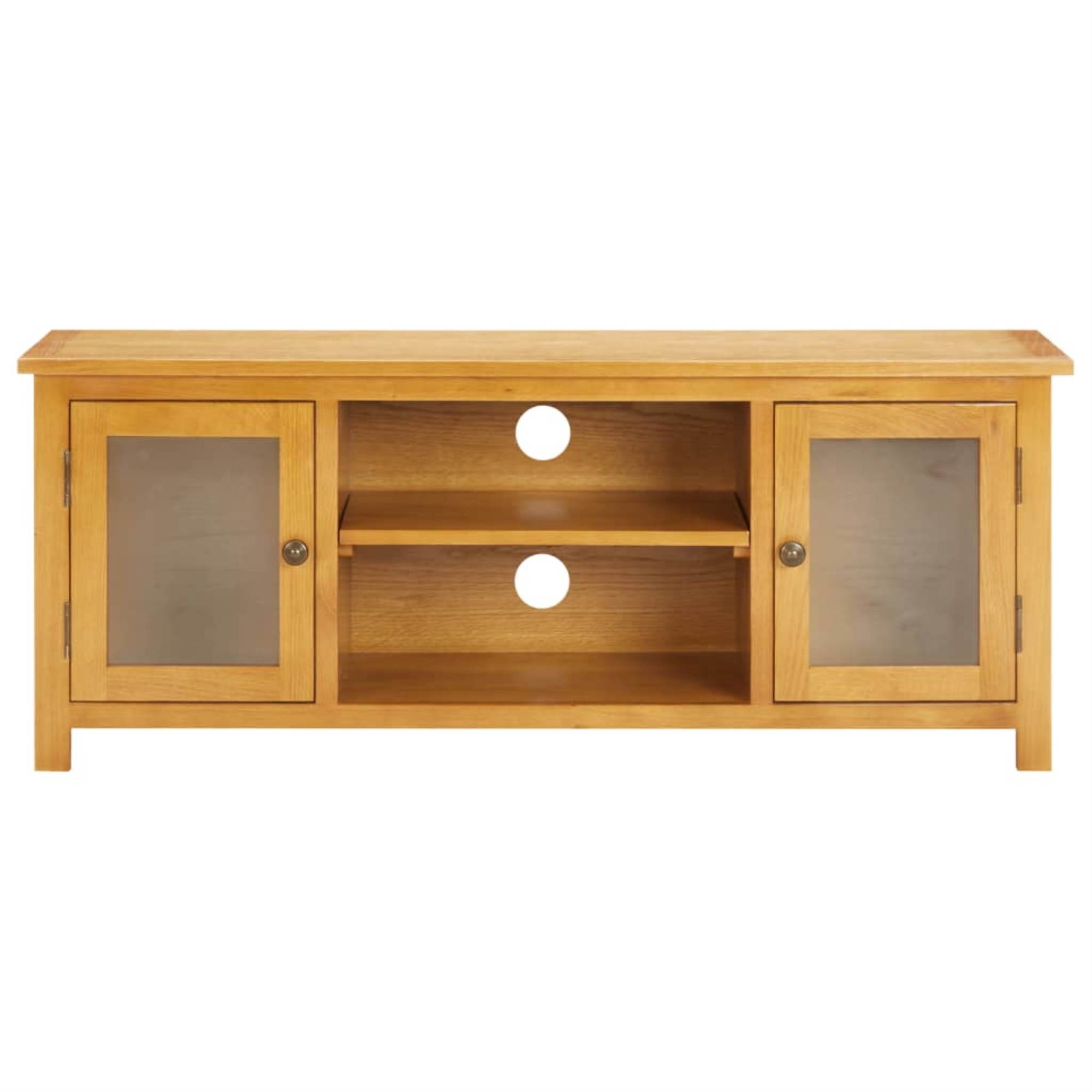 vidaXL Solid Oak Wood TV Cabinet MDF TV Stand Lowboard Living Room Storage