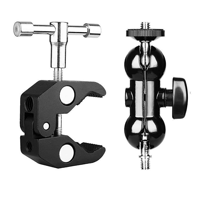 Camera Clamp Mount Monitor Mount Bracket Super Clamp w14 and 38 Thread with Cool Double Ballhead Arm Adapter Bottom Clamp for RoninM Ronin MX Freefly MOVI