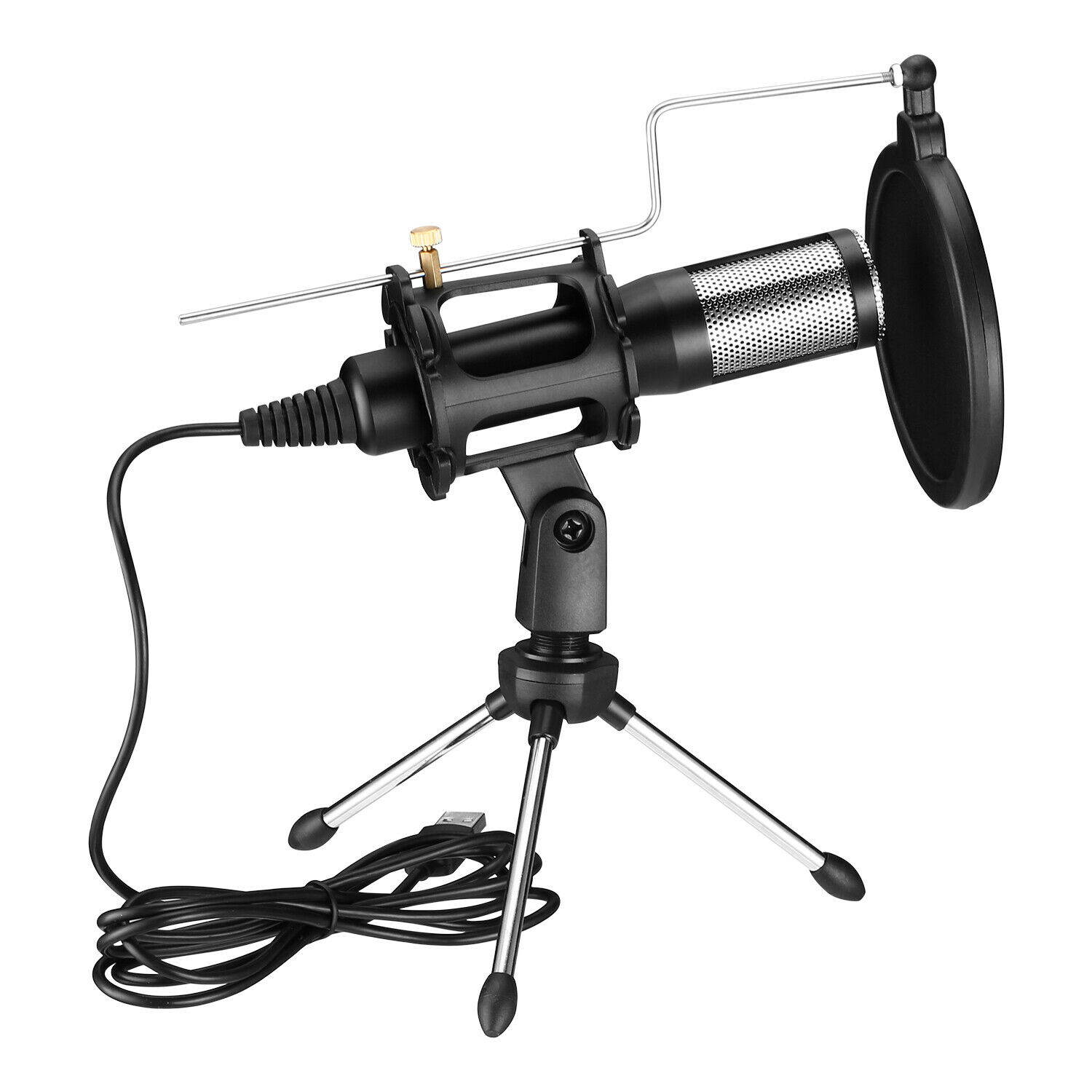 USB Condenser Microphone w/ Tripod Stand Audio Studio Recording For PC Game Chat