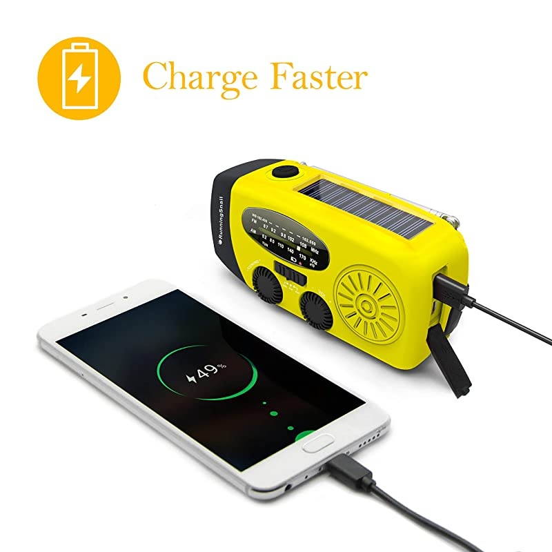 Upgraded Version  Emergency Hand Crank Self Powered AMFM NOAA Solar Weather Radio with LED Flashlight Emergency Power Bank for iPhoneSmartphone 088Y