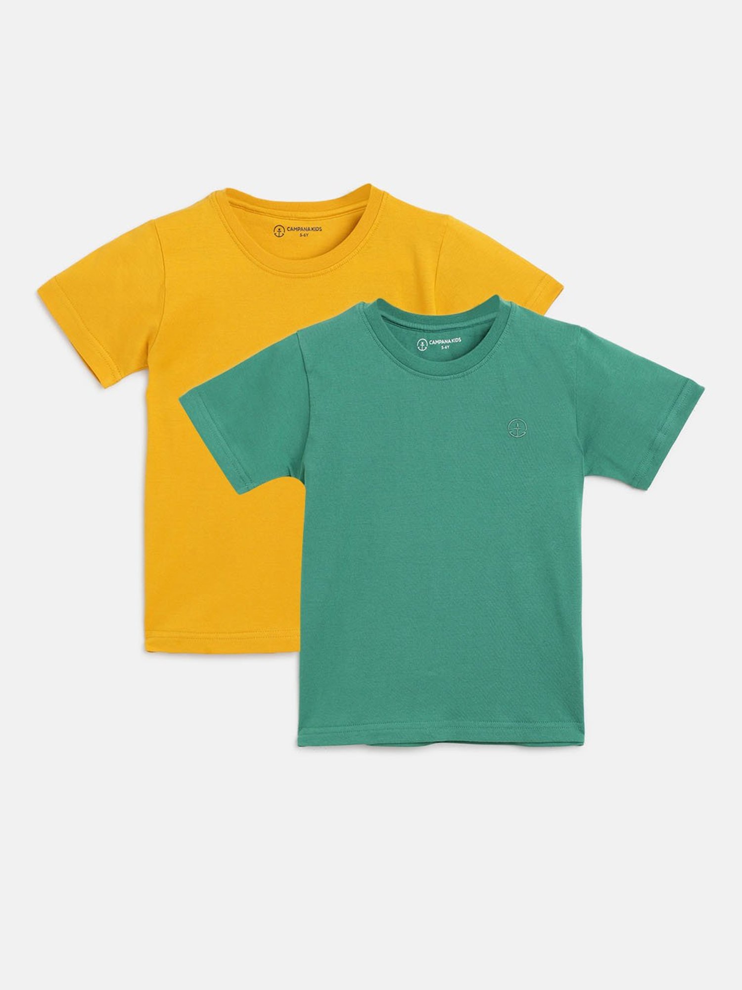 Campana Yellow & Green Solid T-Shirt (Pack Of 2)