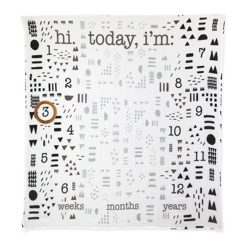 Honest Baby Organic Cotton Muslin Giftable Milestone Blanket - Pattern Play White/Black