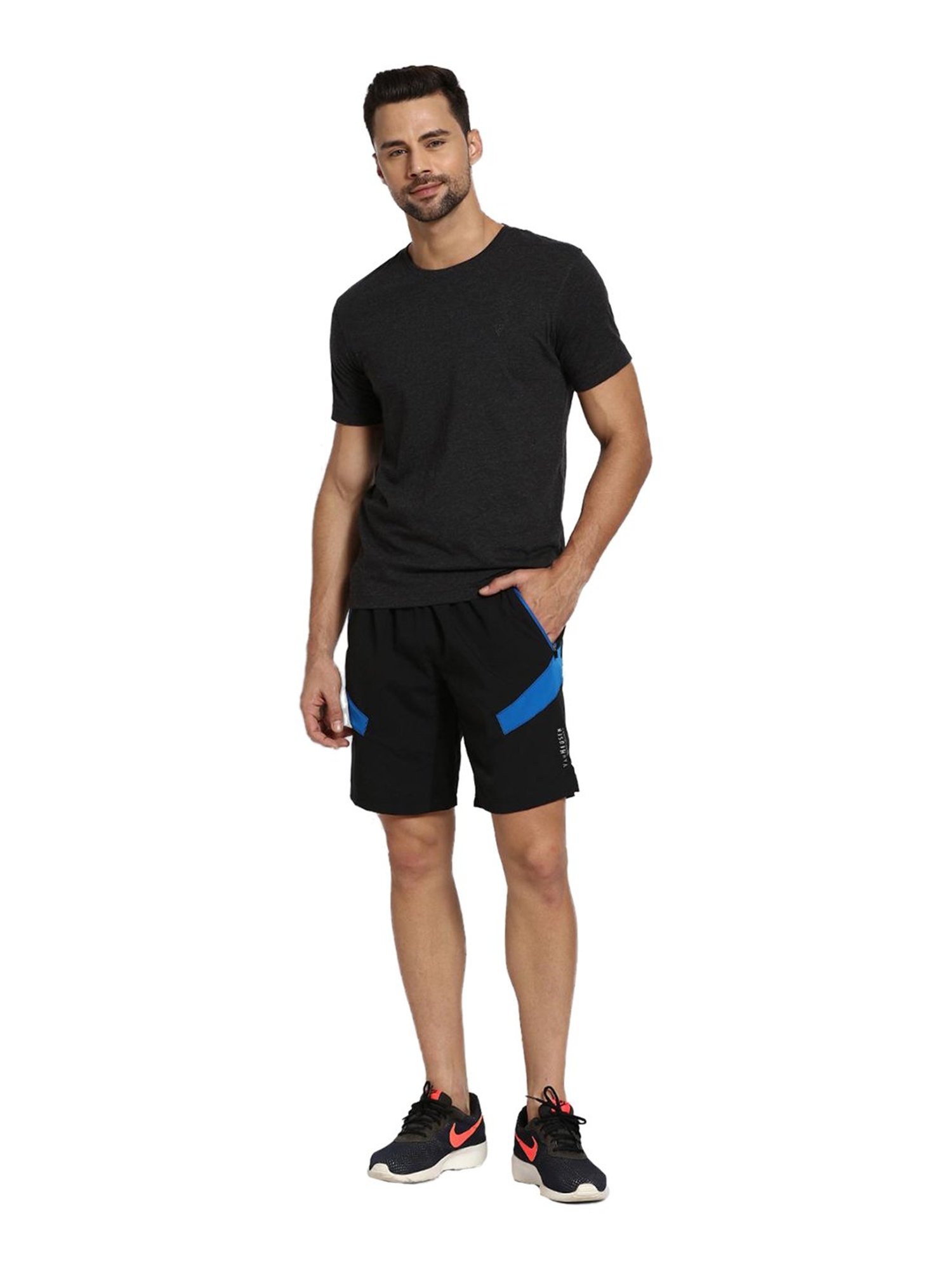 Van Heusen Performance Regular Fit Swift Dry Mesh Panel Solid Shorts - Black