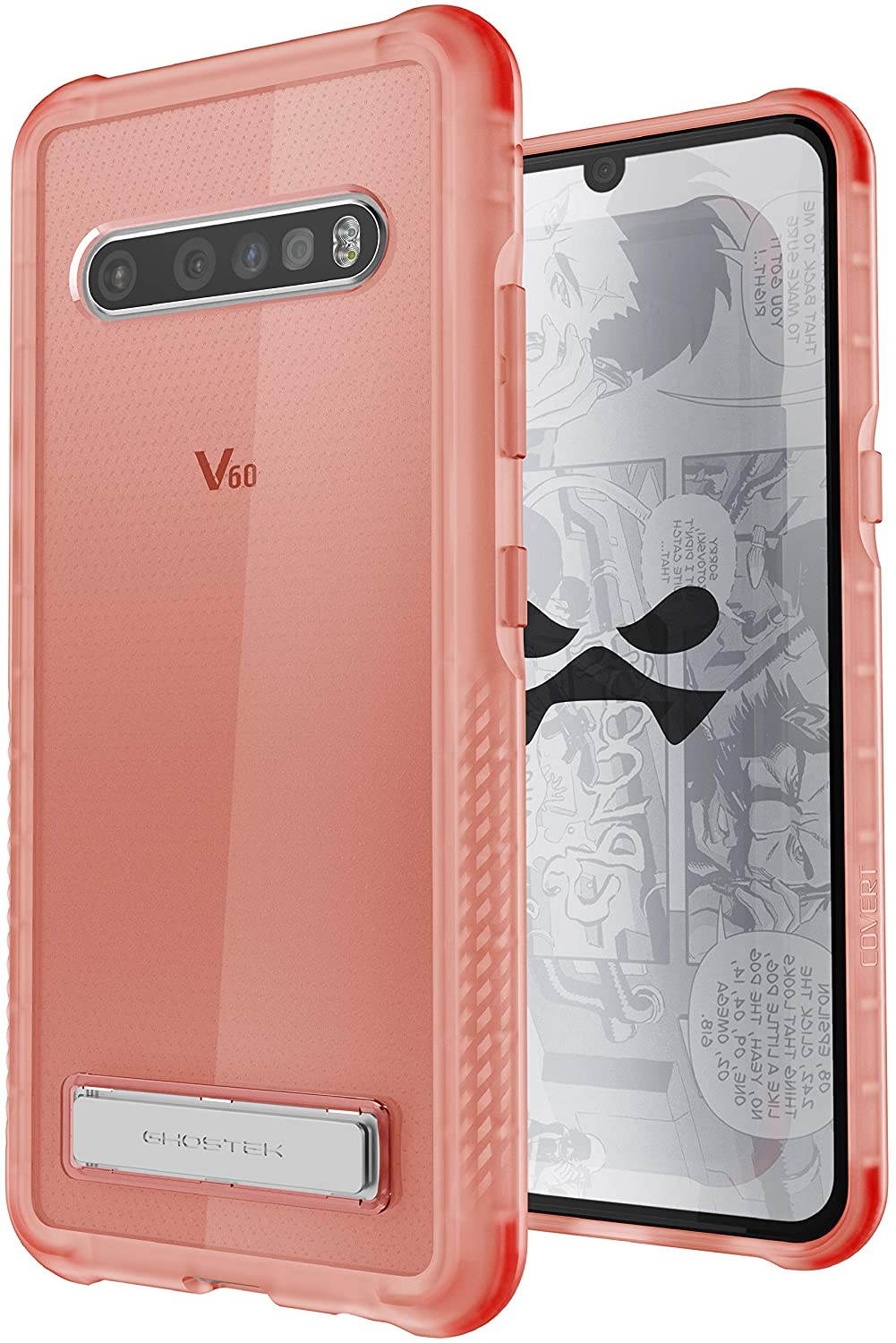 Ghostek Covert LG Velvet Case Clear with Kickstand and Grip Bumper Slim Phone Cover Ultra Thin Shockproof Design Heavy Duty Protection Wireless Charging for 2020 LG Velvet 5G (6.8 Inch) - (Smoke)