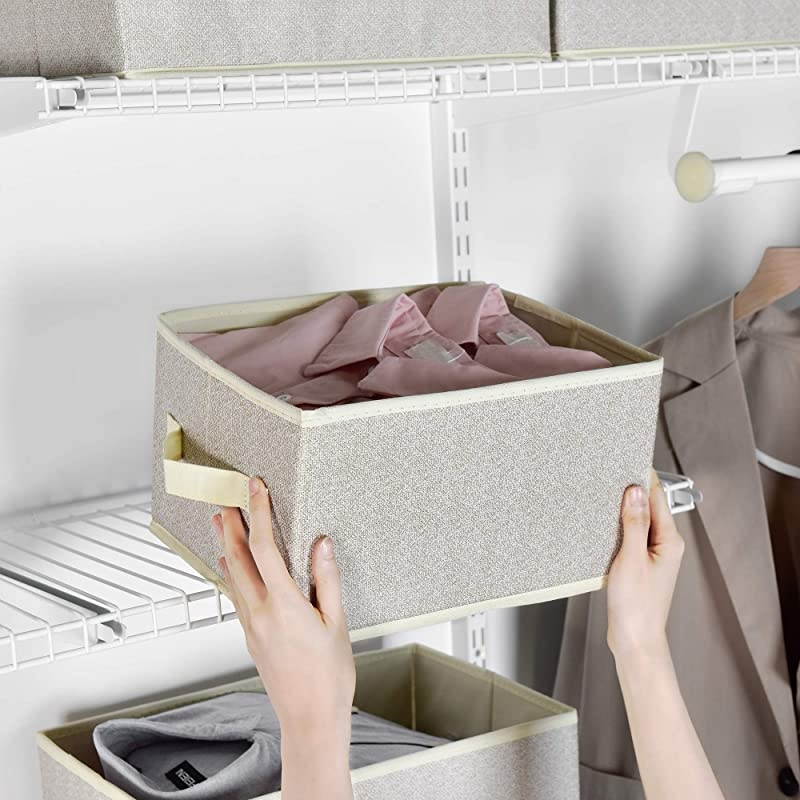Storage Bin for Shelves Fabric Closet Organizer Shelf Cube Box with Handle Home Office Storage Baskets Medium Beige 3Pack