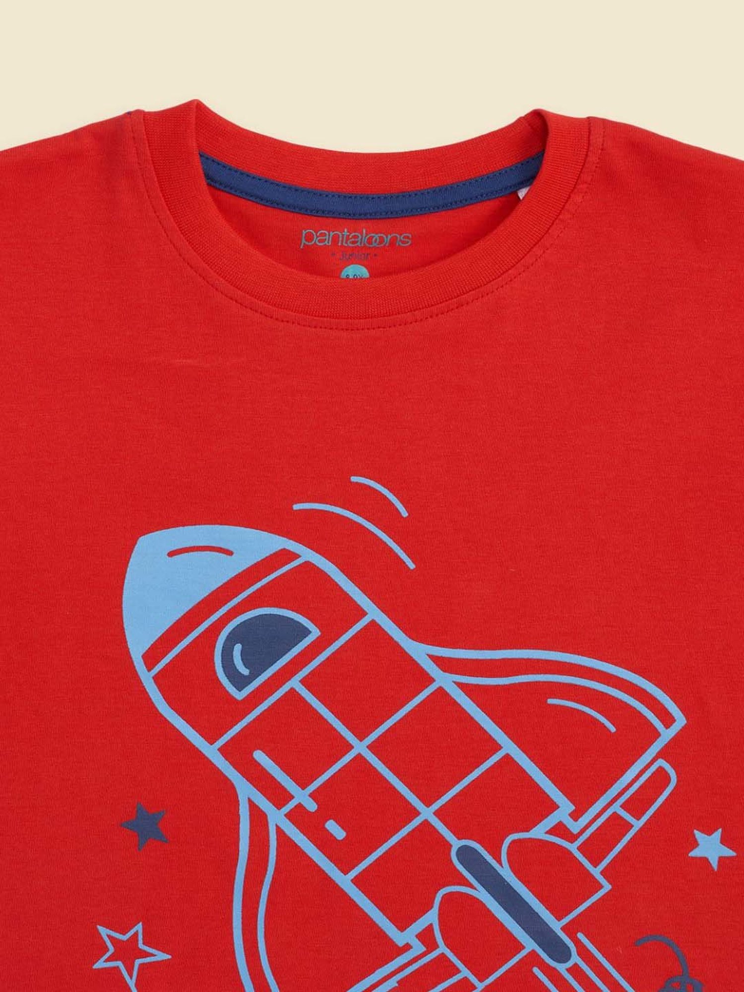 Pantaloons Junior Boys Red Cotton Printed Full Sleeves T-Shirt Set