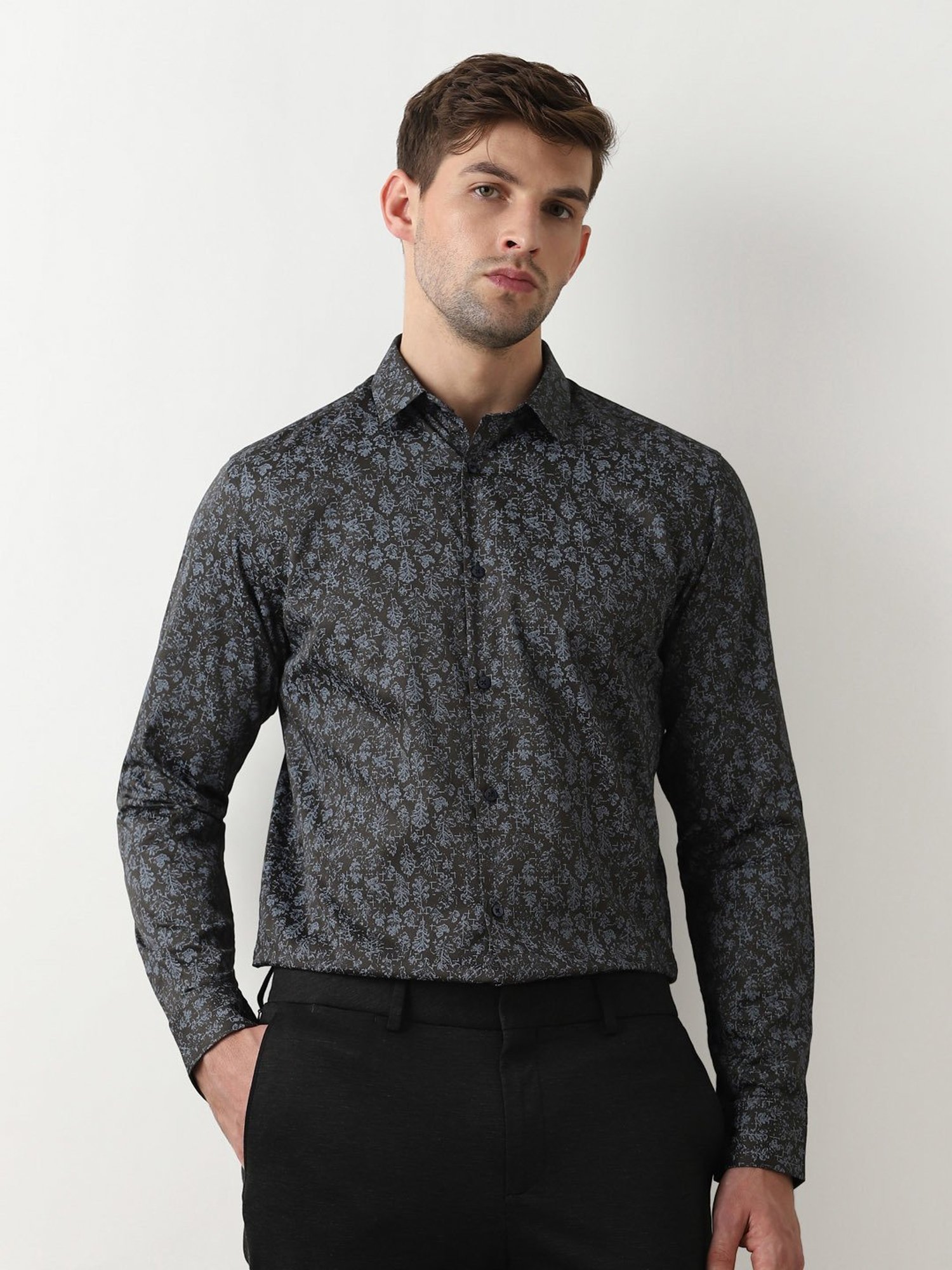 Arrow Sport Dark Green Cotton Slim Fit Shirt