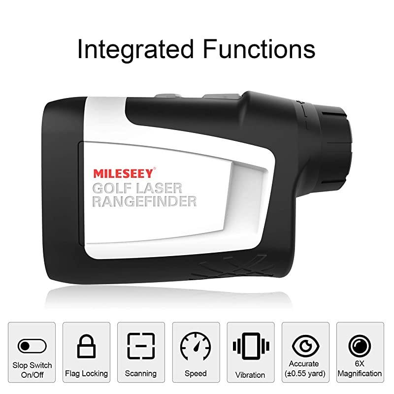 Golf Range Finder with Slope On/Off, 660 Yards Range Finder with Flag-Lock and Vibration, Legal for Tournament Play, &plusmn;0.55yard Accuracy, 6X Magnification,Carrying Case, Free Battery