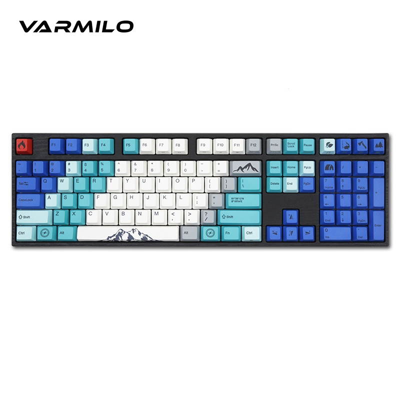 Varmilo  Ergonomic Design, Cool Exterior 87 Keys USB Wired Cable Detachable Cherry MX Mechanical Gaming  Keyboard With White Backlit For Office And Game, PBT Keycaps - VA87M Nordic Summit Verison