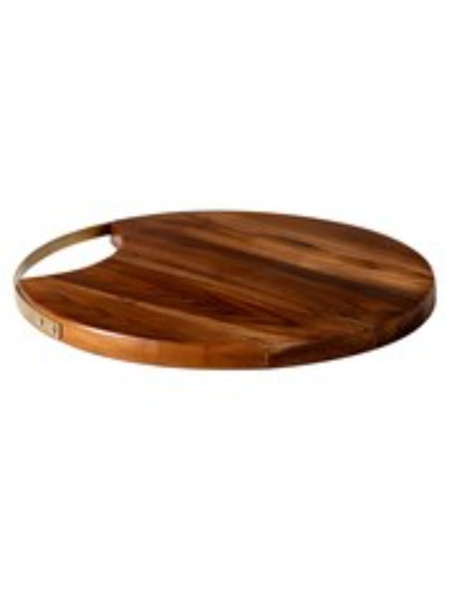 nestroots Wooden Serving Platter Cheese Board with Golden Handle for Snacks (14-Inches)