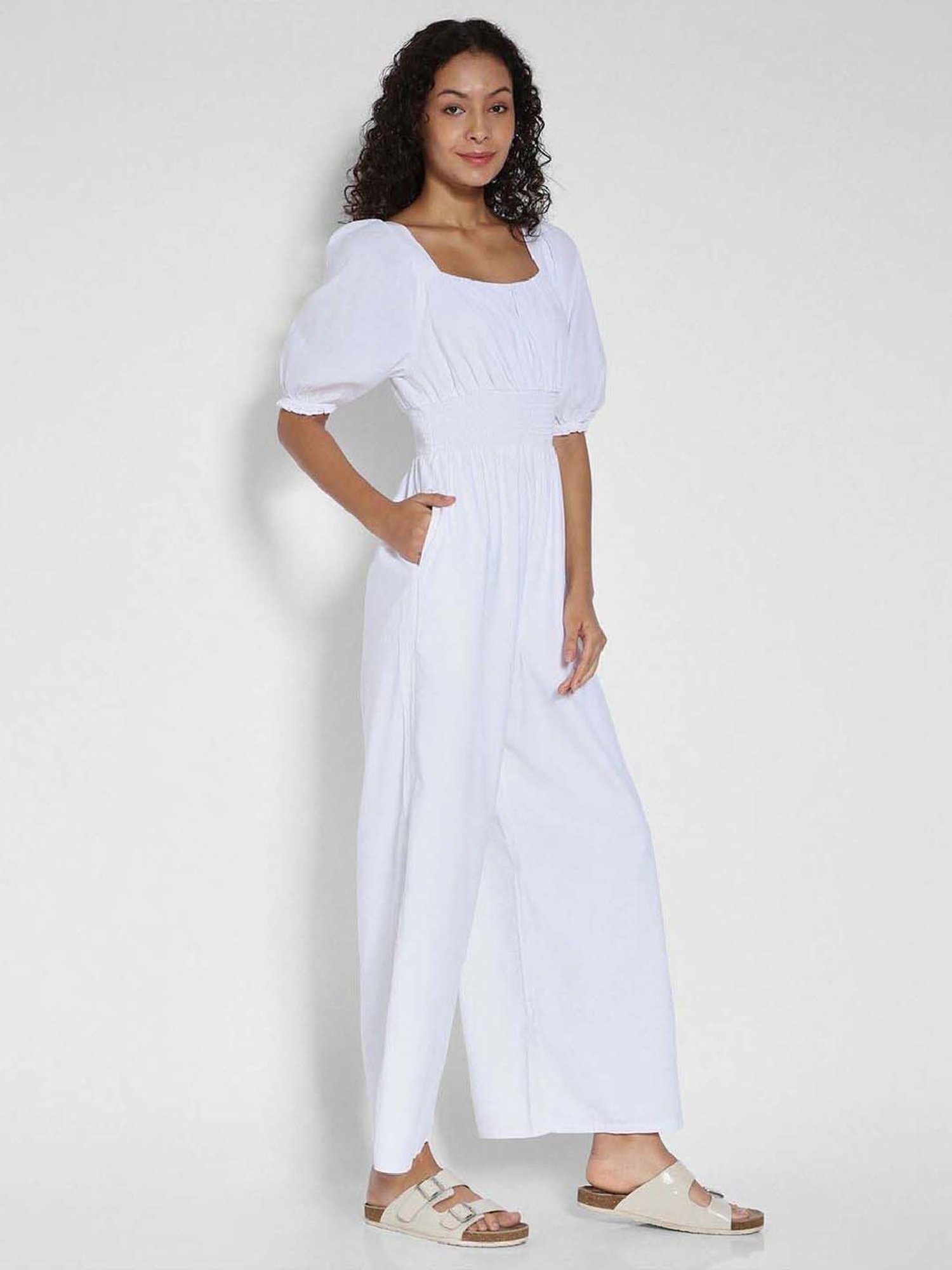 American Eagle Outfitters White Full Length Jumpsuit
